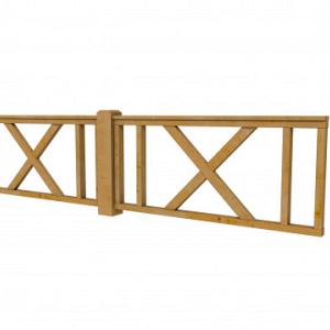 Douglas hekwerk type D met kruis 328,5 x 73 cm, groen geïmpregneerd.