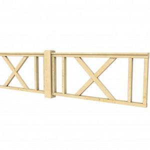 Vuren hekwerk type D met kruis 328,5 x 73 cm, kleurloos geïmpregneerd.