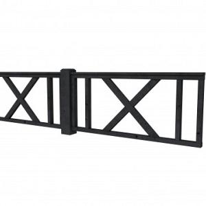 Douglas hekwerk type D met kruis 328,5 x 73 cm, zwart geïmpregneerd.