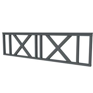 Vuren hekwerk type C met kruis 278,5 x 73 cm, antraciet gespoten.