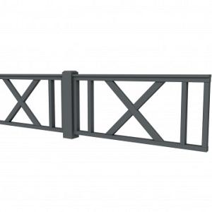 Vuren hekwerk type D met kruis 328,5 x 73 cm, antraciet gespoten.