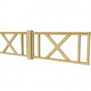 Vuren hekwerk type D met kruis 328,5 x 73 cm, groen geïmpregneerd.