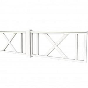 Vuren hekwerk type D met kruis 328,5 x 73 cm, wit gespoten.