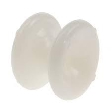 Hoekisolatoren van wit kunststof, voor draad en koord