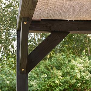 Vuren pergola houtpakket 300 x 400 cm t.b.v. strakdoek 292 x 392 cm, zwart gedompeld.