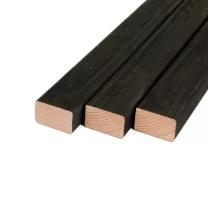 Douglas geschaafde regel gedroogd 4,5 x 7 x 250 cm, zwart