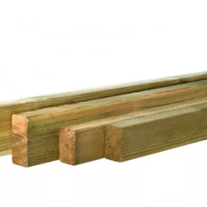 Grenen geschaafde regel 4,4 x 6,8 x 400 cm, groen geïmpregneerd.