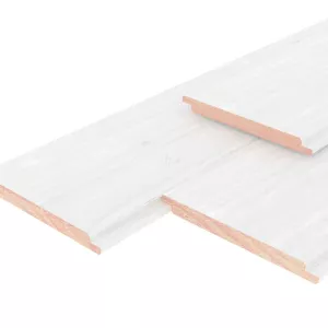 Vuren geschaafd halfhouts rabat 1,8 X 19,5 X 300 cm, wit gespoten.