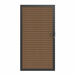 NewTechWood co-extrusie composiet deur in aluminium frame, horizontaal triple, 100 x 195 cm, Teak.