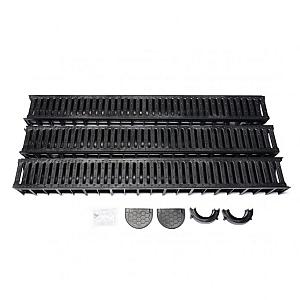 DB Actie Lijngoot met PE rooster incl 2x eindkap en 1x onderuitlaat (doos á 3 stuks)