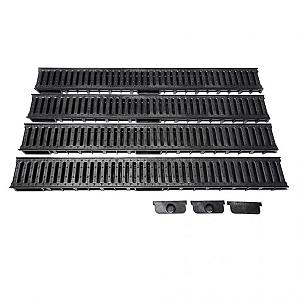 DB Actie Lijngoot met PE rooster incl 2x eindkap/uitloop 1x dicht (doos á 4 stuks)