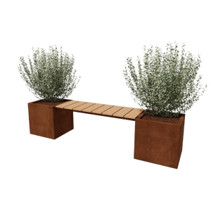 Cortenstaal plantenbak - Vierkant - 221,2 x 50 x 50 cm - Met bankje - Zonder bodemplaat