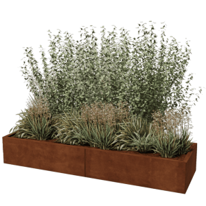 Cortenstaal plantenbak XXL - Rechthoek - 200 x 60 x 30 cm - Zonder bodemplaat