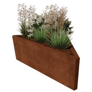 Cortenstaal plantenbak Alaska ongelijkzijdig 112 cm (hoogte 40 cm)