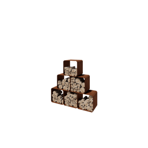 Cortenstaal houtopslag - Colorado 6 stuks - 40 x 40 x 40 cm