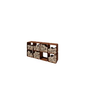 Cortenstaal houtopslag - Colorado 8 stuks - 40 x 40 x 40 cm