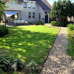 Cortenstaal borderrand geplet 13 cm (lengte 240 cm)