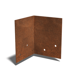 Cortenstaal koppelplaat - 90° - Hoogte borderrand 12 / 15 cm