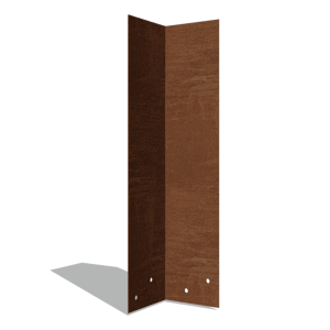 Cortenstaal koppelplaat 90º hoog XL 45 cm