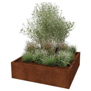 Cortenstaal gelaste plantenbak Montana 140 x 140 x 40 cm (zonder bodemplaat)