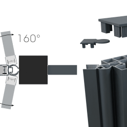 Boston alu variabel hoekprofiel voor paal RAL7016 L-200cm