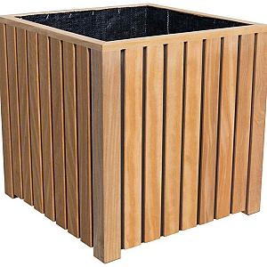 Elephant Plantenbak Stripes Black hardhout FSC – 50x50x50 cm naturel/zwart