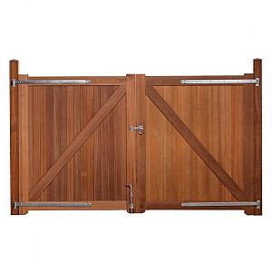 Elephant poort Belmonte dubbel Bangkirai hardhout 4x300x180 cm inclusief beslagset 009237