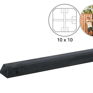 Betonpaal Glad met Diamantkop 10 x 10 x 280 cm, Antraciet Ongecoat, T-Paal