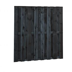Naaldhout geschaafd plankenscherm 18-planks 15 mm, 180 x 180 cm, recht, geïmpregneerd en zwart gedom