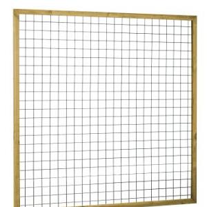 Eco gaastrellis met maas 7,5 x 7,5 cm, in grenen raamwerk 4,5 x 4,5 cm, 180 x 180 cm, groen geïmpreg