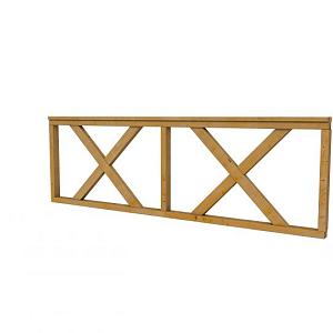 Hekwerk met kruis douglas type B, 228,5 x 73 cm, groen geïmpregneerd.