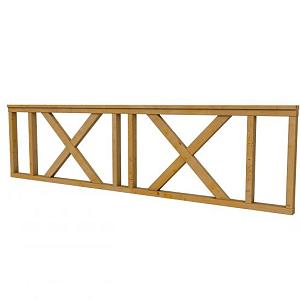 Hekwerk met kruis douglas type C, 278,5 x 73 cm, groen geïmpregneerd.