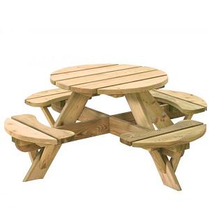 Kinderpicknicktafel Rond Jimmy – Groen Geïmpregneerd Hout
