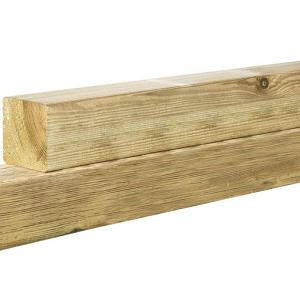 Grenen geschaafde paal 8,8 x 8,8 x 270 cm, zonder diamantkop, groen geïmpregneerd.