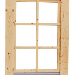 Vuren draai-kiepraam met dubbelglas, 84,4 x 120,4 cm, onbehandeld.