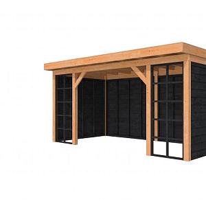 Douglasvision buitenverblijf Comfort Compleet 500 X 270 cm, kleurloos geïmpregneerd, wanden zwart ge