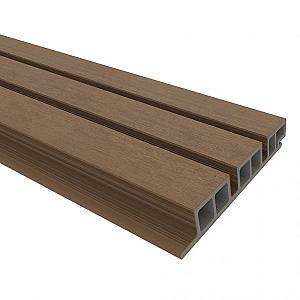 NewTechWood HKC co-extrusie wand bekleding castellation 50 profiel, 2,5 x 19,6 x 290 cm, Teak.