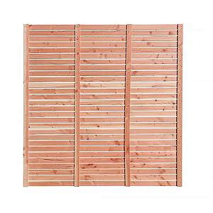 Douglas enkelzijdig geschaafd latten scherm, recht horizontaal, 180 x 180 cm.