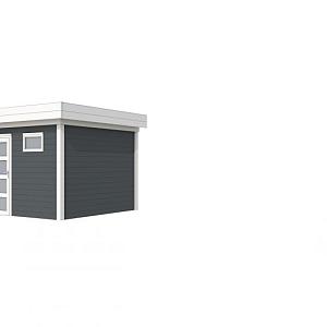 Vuren Topvision Tapuit, 300 x 300 cm, wanden antraciet en basis wit.