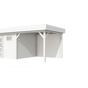 Vuren Topvision Tapuit, 300 x 300 en luifel 300 cm, wit gespoten.