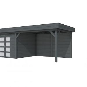 Vuren Topvision Bosuil, 300 x 300 en luifel 400 cm, antraciet gespoten.