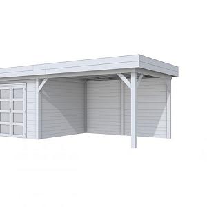 Vuren Topvision Bosuil, 300 x 300 en luifel 400 cm, lichtgrijs gespoten.