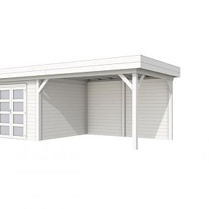 Vuren Topvision Bosuil, 300 x 300 en luifel 400 cm, wit gespoten.