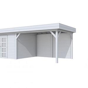 Vuren Topvision Parelhoen, 400 x 300 en luifel 400 cm, lichtgrijs gespoten.