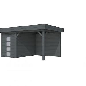 Vuren Topvision Kiekendief, 200 x 300 en luifel 300 cm, antraciet gespoten.