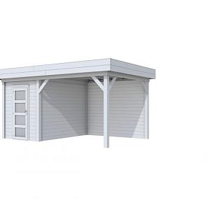 Vuren Topvision Kiekendief, 200 x 300 en luifel 300 cm, lichtgrijs gespoten.