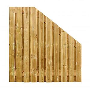 Grenen geschaafd plankenscherm 21-planks 15 mm, 180 x 180-90 cm, verticaal, recht aflopend, groen ge