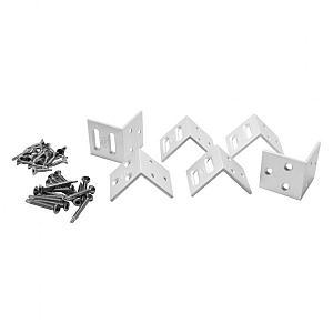 Elephant hoek beslagset geanodiseerd aluminium  6 stuks in blister tbv houtcomposiet schuttingen