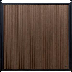 Elephant Schutting Stripes Houtcomposiet FSC®/GRS 180x180 cm – Driftwood Dark met Zwart Kader