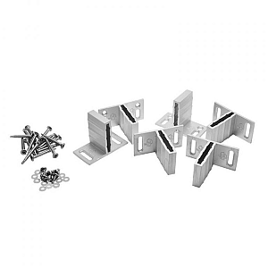 Elephant T beslagset geanodiseerd aluminium  6 stuks in blister tbv houtcomposiet schuttingen